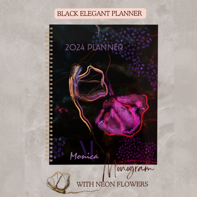 Black Planner with Pink and Purple Flowers (Creator Uploaded)