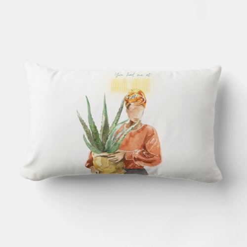 Black Plant Lover Lumbar Pillow