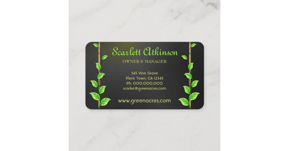 Black Plant Nursery Business Cards Template | Zazzle