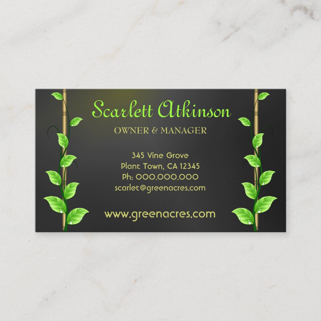 Black Plant Nursery Business Cards Template Zazzle