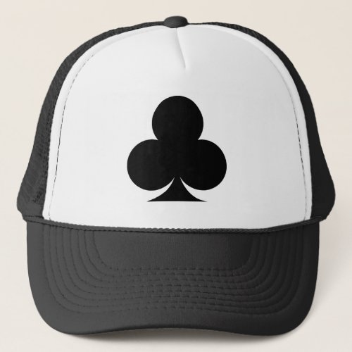 Black playing card clubs symbol trucker hat