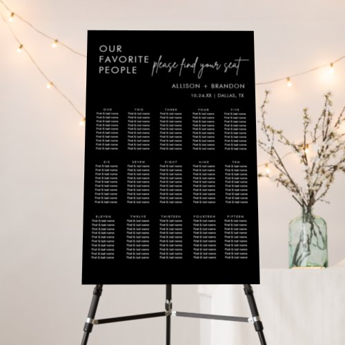 Black Please Find Your Seat Chart  Foam Board