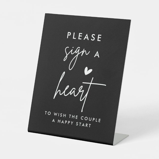 Black Please Sign a Heart Guestbook Sign (Front)