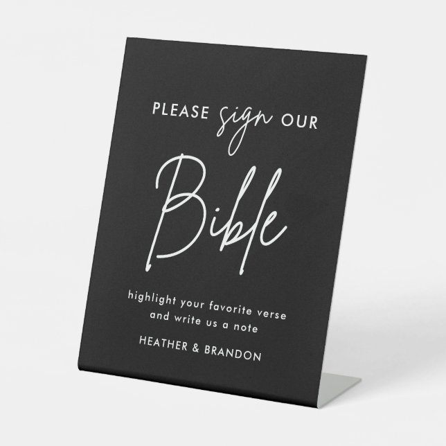 Black Please Sign Our Bible Wedding Guestbook (Front)