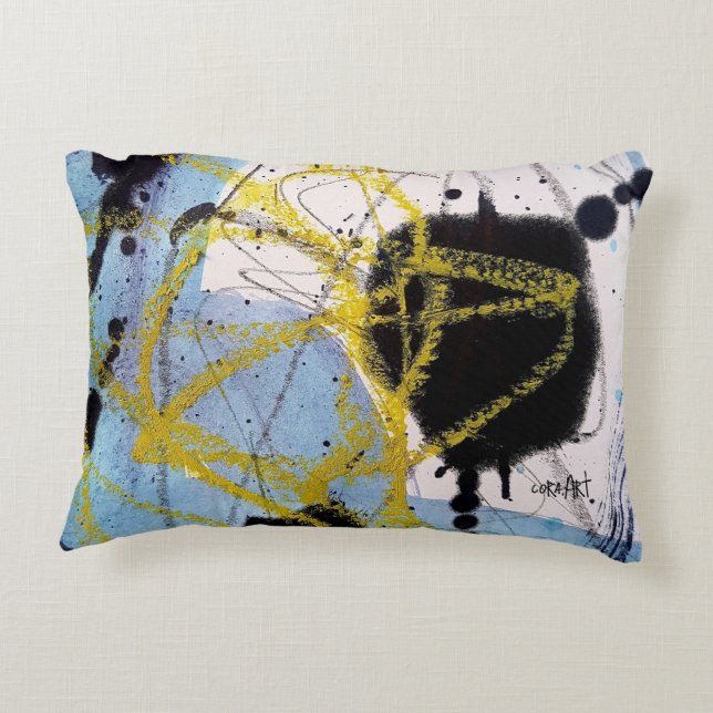 Black Point, Abstract Art Accent Pillow (Back)