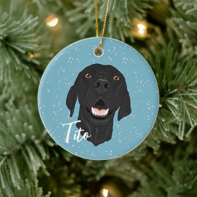 Black Pointer Puppy Ceramic Ornament (Tree)
