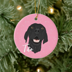 Black Pointer Puppy Ceramic Ornament