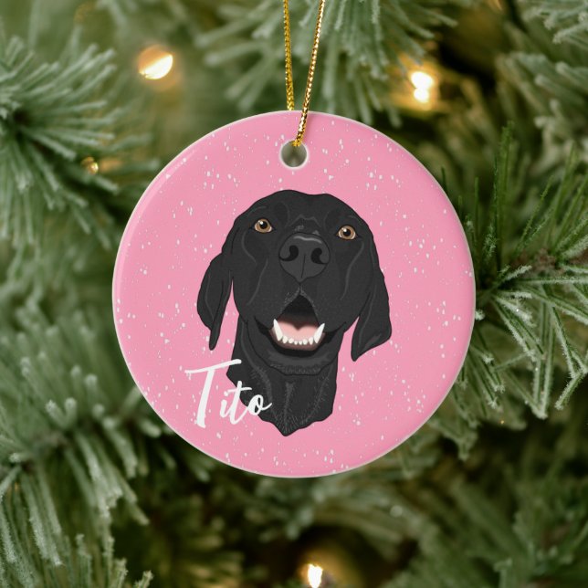 Black Pointer Puppy Ceramic Ornament (Tree)