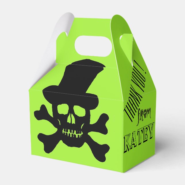 Black Poison Skull and Crossbones Favor Boxes (Back Side)