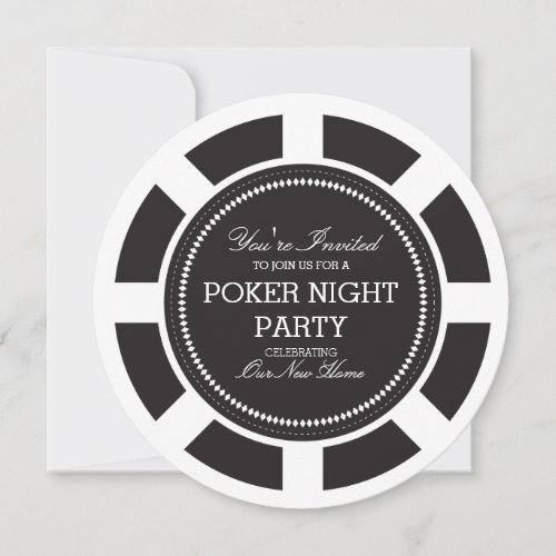 Black Poker Chip Game Night Party Invitation
