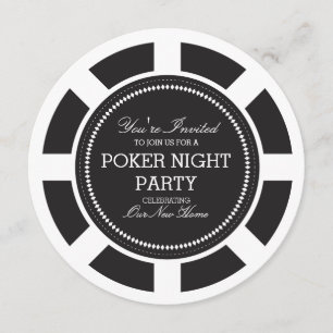 Black Poker Chip Game Night Party Invitation