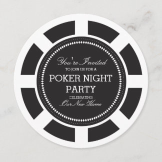 Black Poker Chip Game Night Party Invitation