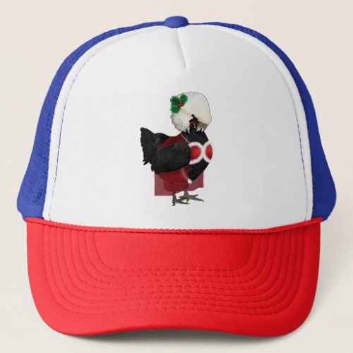 Black Polish Hen Wearing A Santa_Baby Christmas Ou Trucker Hat