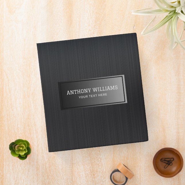 Black Polished Aluminum  3 Ring Binder (In Situ)