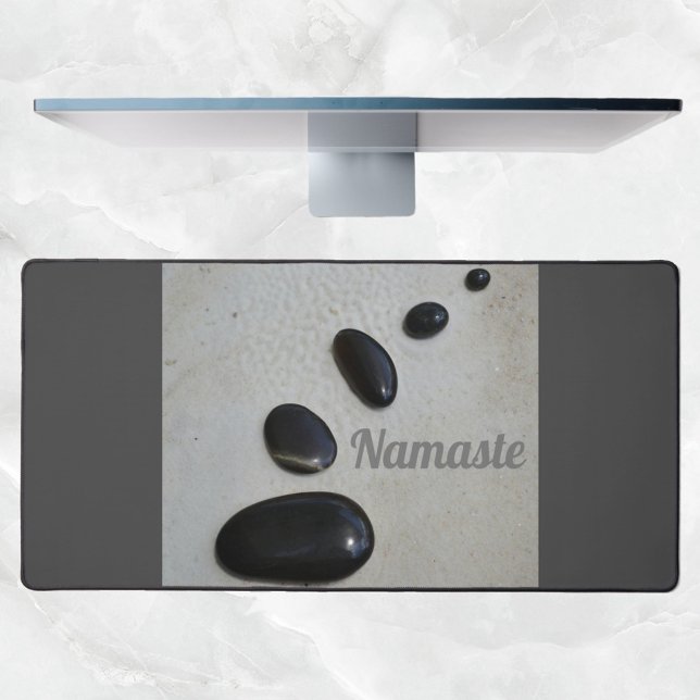 Black Polished Zen Stones Garden Gray Gray Desk Mat (Creator Uploaded)
