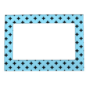 Black polka crosses on baby blue magnetic frame