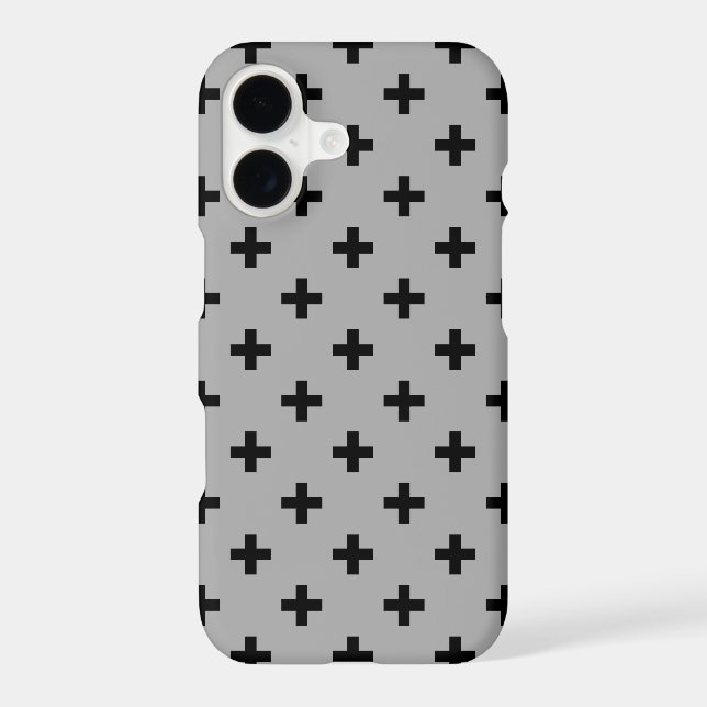 Black polka crosses on gray Case-Mate iPhone case (Back)