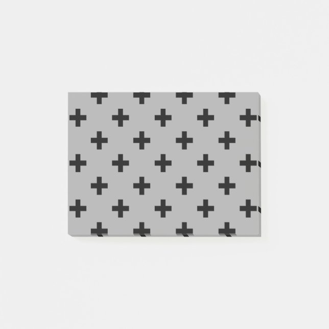 Black polka crosses on gray post-it notes (Front)