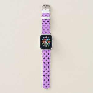 Black polka crosses on lilac apple watch band