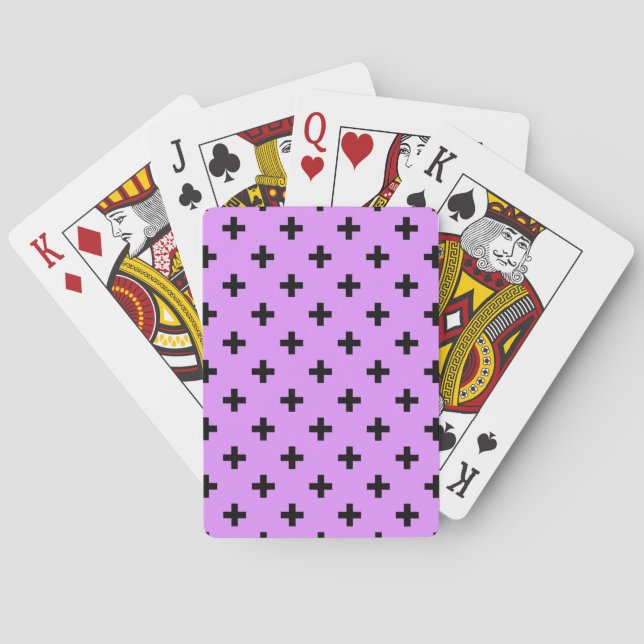 Black polka crosses on lilac poker cards (Back)
