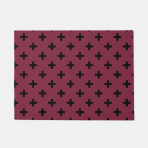 Black polka crosses on mulberry doormat