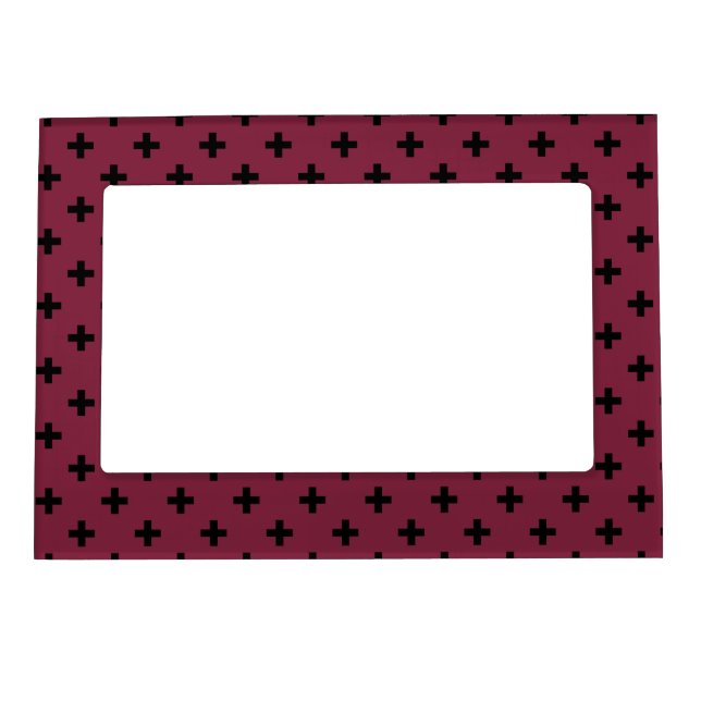 Black polka crosses on mulberry magnetic frame (Front)