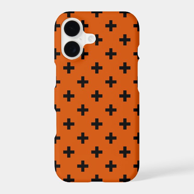 Black polka crosses on orange Case-Mate iPhone case (Back)