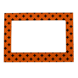 Black polka crosses on orange magnetic frame