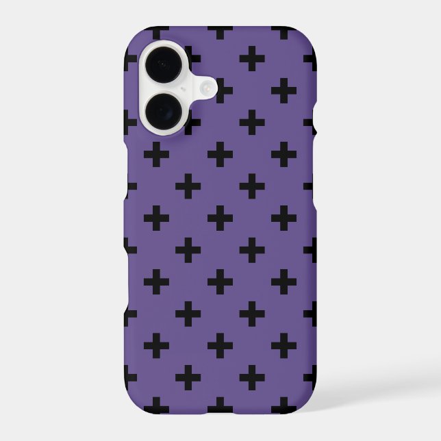 Black polka crosses on ultra violet Case-Mate iPhone case (Back)