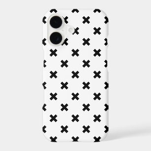 Black polka crosses on white iPhone 17 case