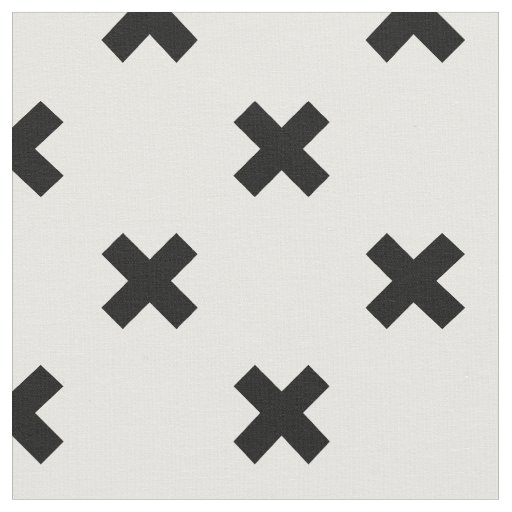 Black polka crosses on white fabric