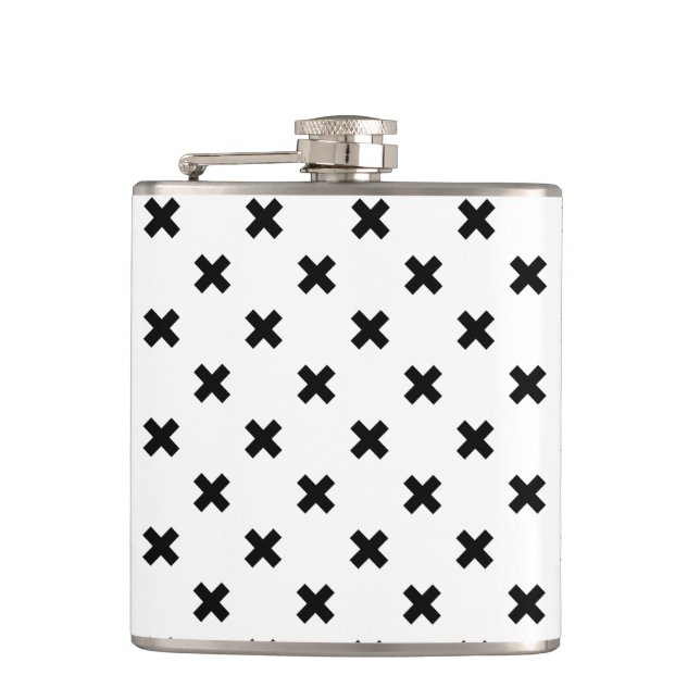 Black polka crosses on white flask (Front)