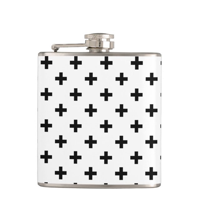 Black polka crosses on white flask (Front)