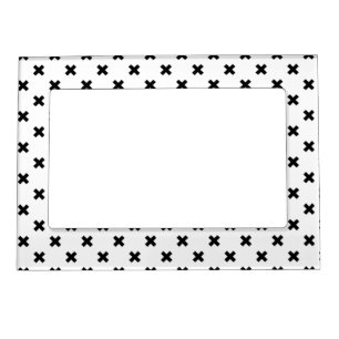 Black polka crosses on white magnetic frame