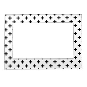 Black polka crosses on white magnetic frame