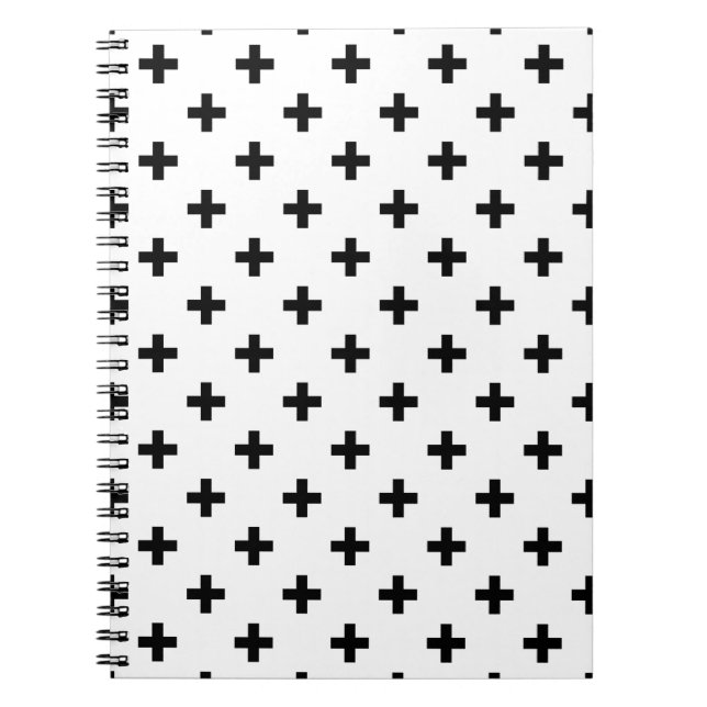 Black polka crosses on white notebook (Front)