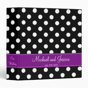 Black Polka Dot and Purple Personalized Wedding 3 Ring Binder