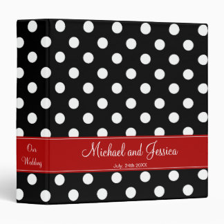 Black Polka Dot and Red Personalized Wedding Binder