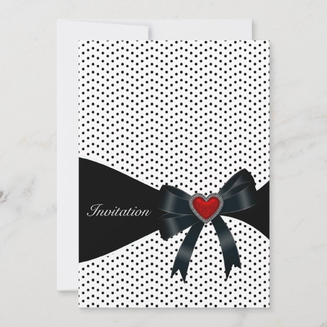 Black Polka Dot Any number Birthday Party Invitation (Front)