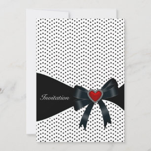 Black Polka Dot Any number Birthday Party Invitation