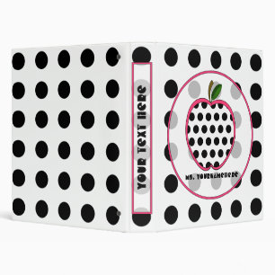 Black Polka Dot Apple Fashion Teacher Binder