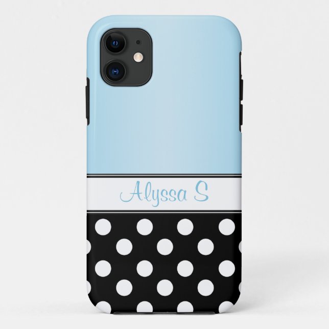 Black Polka Dot Blue iPhone 5 Case (Back)