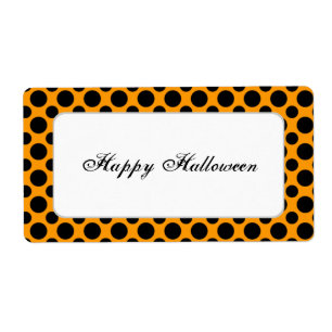 Black Polka Dot Custom Halloween Label