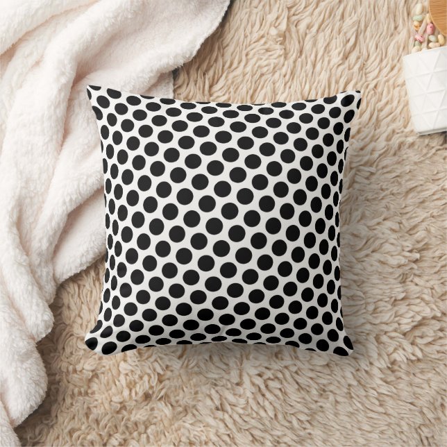 Black Polka Dot Design Throw Pillow (Blanket)