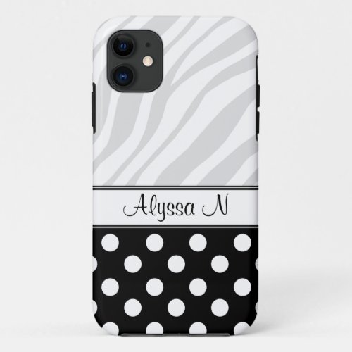 Black Polka Dot Faded Zebra Print iPhone 5 Case