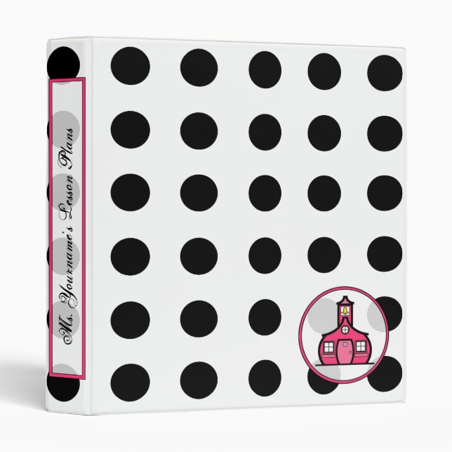 Black Polka Dot Fashion Teacher Binder (Front/Spine)
