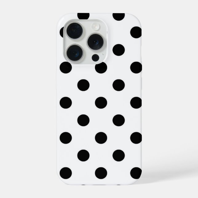Black Polka Dot iPhone 15 Pro Case (Back)