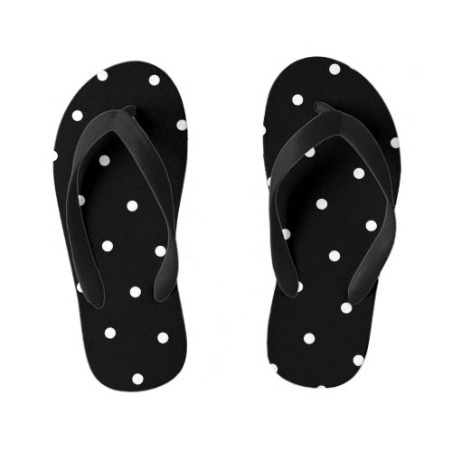 Black Polka Dot Kids Flip Flops