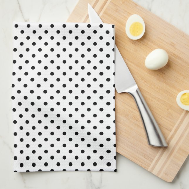 Black Polka Dot Kitchen Towel (Quarter Fold)