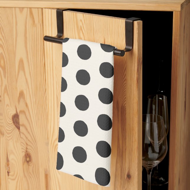 Black Polka Dot Kitchen Towel (Thirds Fold)